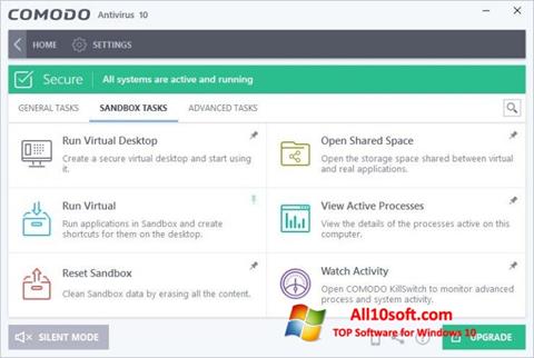 Zrzut ekranu Comodo Antivirus na Windows 10