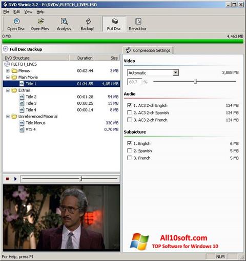 Zrzut ekranu DVD Shrink na Windows 10