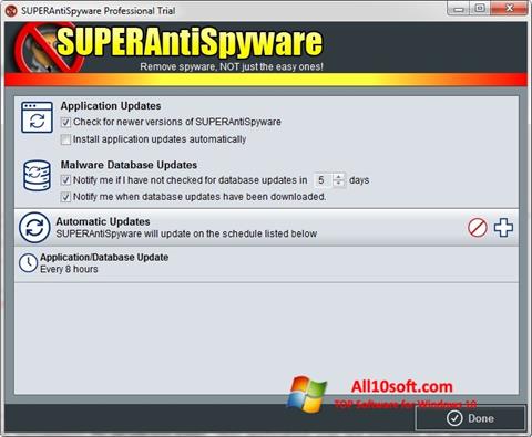 Zrzut ekranu SUPERAntiSpyware na Windows 10