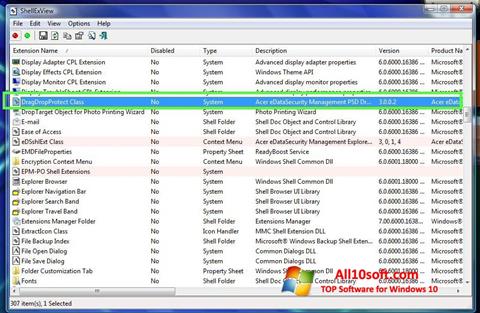 Zrzut ekranu ShellExView na Windows 10