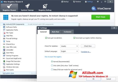 Zrzut ekranu Wise Registry Cleaner na Windows 10