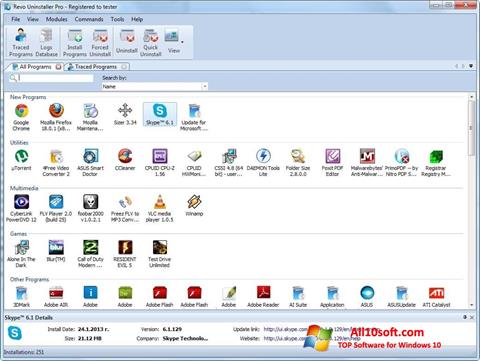 Zrzut ekranu Revo Uninstaller na Windows 10