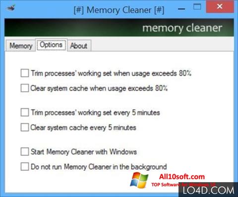Zrzut ekranu Memory Cleaner na Windows 10