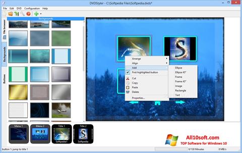 Zrzut ekranu DVDStyler na Windows 10