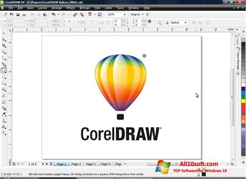 Zrzut ekranu CorelDRAW na Windows 10