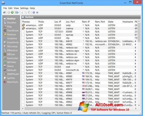 Zrzut ekranu Essential NetTools na Windows 10