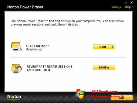 Zrzut ekranu Norton Power Eraser na Windows 10