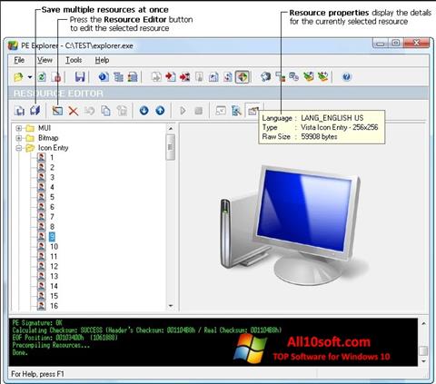 Zrzut ekranu PE Explorer na Windows 10