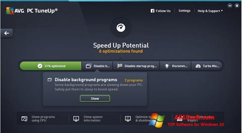 Zrzut ekranu AVG PC Tuneup na Windows 10