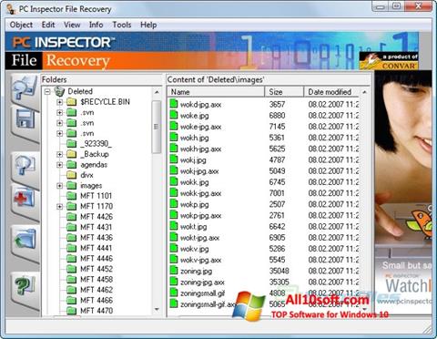 Zrzut ekranu PC Inspector File Recovery na Windows 10