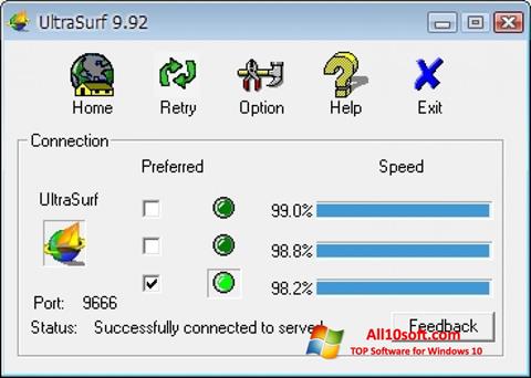 Zrzut ekranu UltraSurf na Windows 10