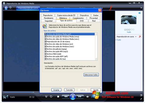 Zrzut ekranu Windows Media Player na Windows 10