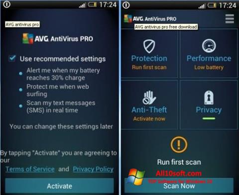 Zrzut ekranu AVG AntiVirus Pro na Windows 10
