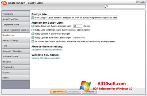 Zrzut ekranu AOL Instant Messenger na Windows 10