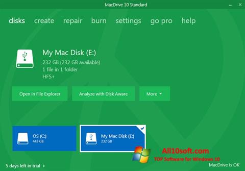 Zrzut ekranu MacDrive na Windows 10