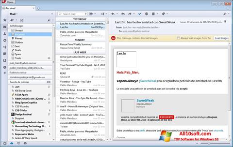 Zrzut ekranu Opera Mail na Windows 10
