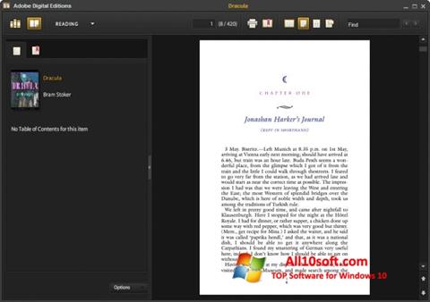 Zrzut ekranu Adobe Digital Editions na Windows 10