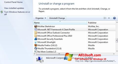 Zrzut ekranu Microsoft .NET Framework na Windows 10
