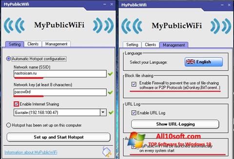Zrzut ekranu MyPublicWiFi na Windows 10