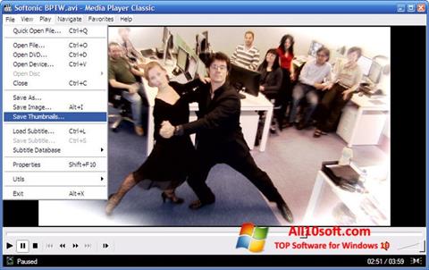 Zrzut ekranu Media Player Classic na Windows 10