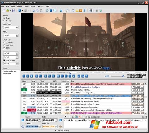 Zrzut ekranu Subtitle Workshop na Windows 10
