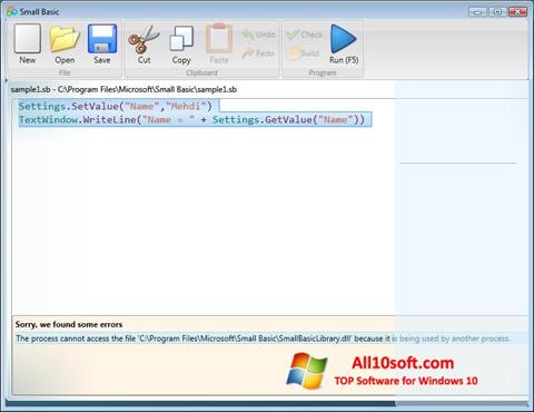 Zrzut ekranu Small Basic na Windows 10