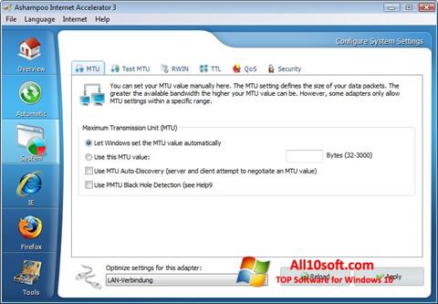Zrzut ekranu Ashampoo Internet Accelerator na Windows 10