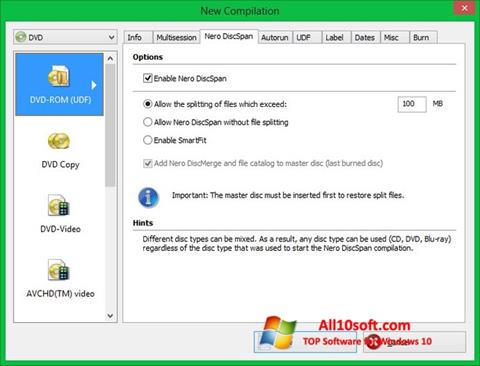 Zrzut ekranu Nero Image Drive na Windows 10