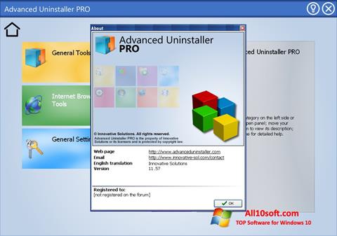 Zrzut ekranu Advanced Uninstaller PRO na Windows 10