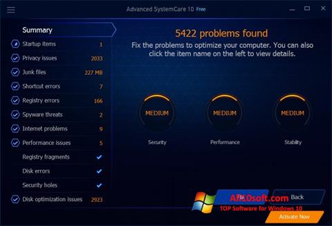 Zrzut ekranu Advanced SystemCare Free na Windows 10