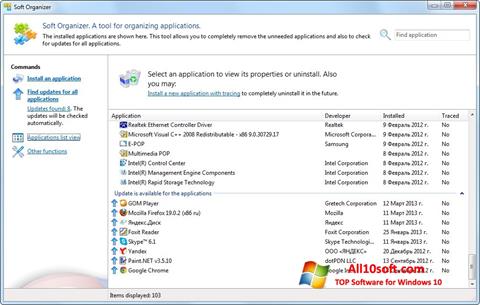 Zrzut ekranu Soft Organizer na Windows 10