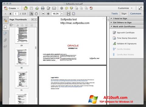 Zrzut ekranu Adobe Acrobat na Windows 10
