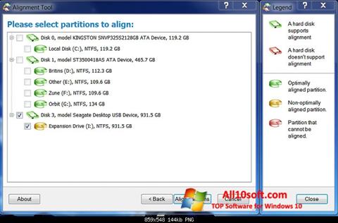 Zrzut ekranu Paragon Alignment Tool na Windows 10