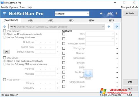 Zrzut ekranu NetSetMan na Windows 10