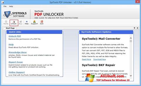 Zrzut ekranu PDF Unlocker na Windows 10