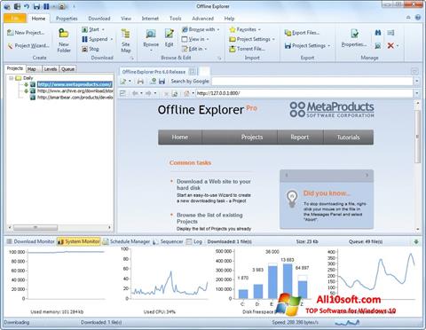Zrzut ekranu Offline Explorer na Windows 10