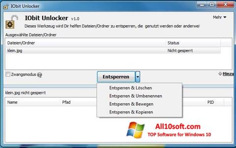 Zrzut ekranu IObit Unlocker na Windows 10