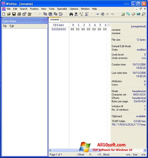 Zrzut ekranu WinHex na Windows 10