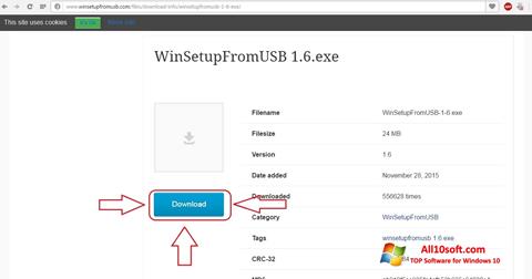 Zrzut ekranu WinSetupFromUSB na Windows 10