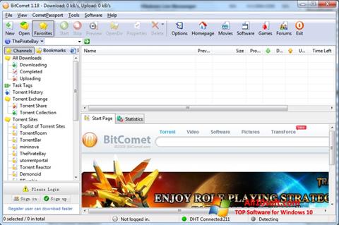 Zrzut ekranu BitComet na Windows 10