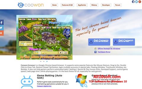 Zrzut ekranu Coowon Browser na Windows 10