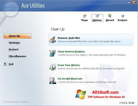 Zrzut ekranu Ace Utilities na Windows 10