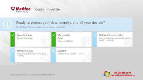 Zrzut ekranu McAfee LiveSafe na Windows 10