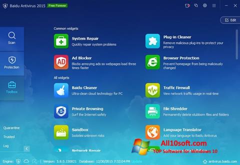 Zrzut ekranu Baidu Antivirus na Windows 10