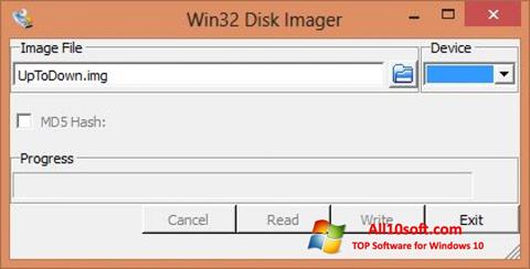 Zrzut ekranu Win32 Disk Imager na Windows 10