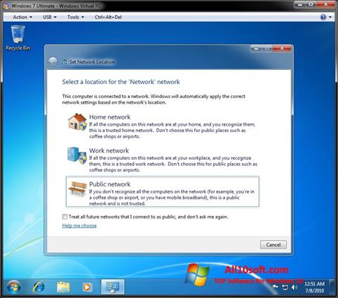 Zrzut ekranu Windows Virtual PC na Windows 10
