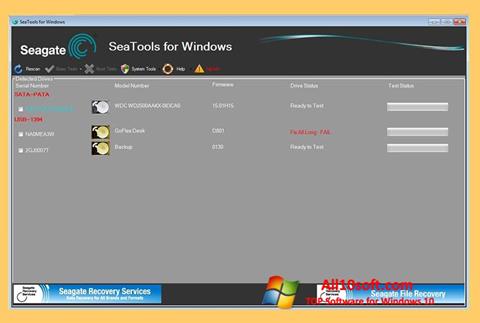 Zrzut ekranu Seagate SeaTools na Windows 10