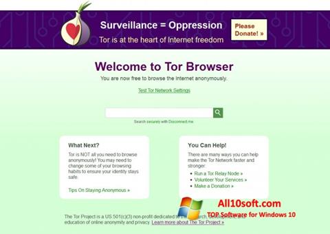 Zrzut ekranu Tor na Windows 10