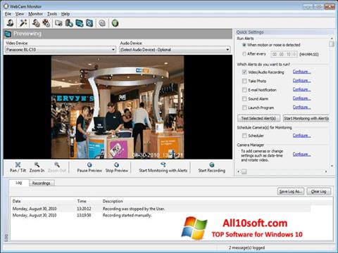 Zrzut ekranu WebCam Monitor na Windows 10