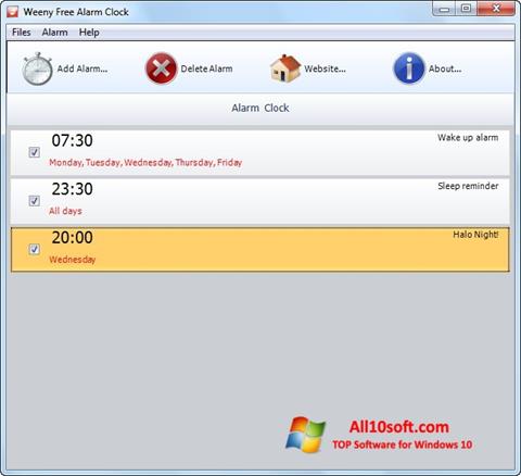 Zrzut ekranu Free Alarm Clock na Windows 10